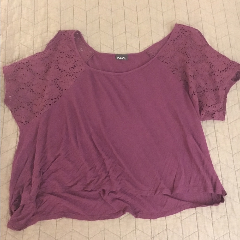 Purple flowy cold shoulder top